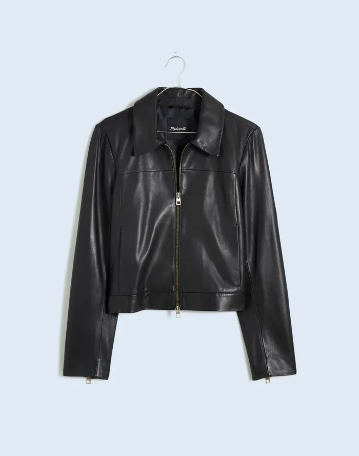 Women Jackets Madewell Shrunken ZipFront Jacket In Leather