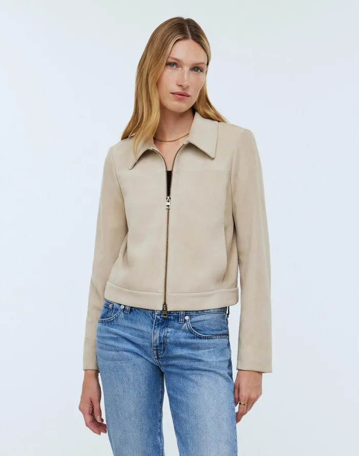 Women Jackets Madewell Shrunken ZipFront Jacket In Suede