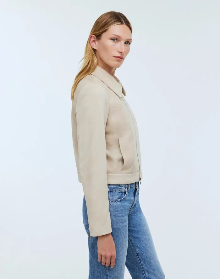 Women Jackets Madewell Shrunken ZipFront Jacket In Suede