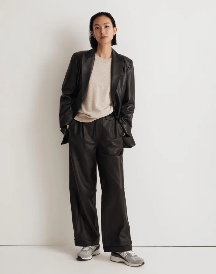 Women Jackets Madewell The Bedford Oversized Blazer In Leather