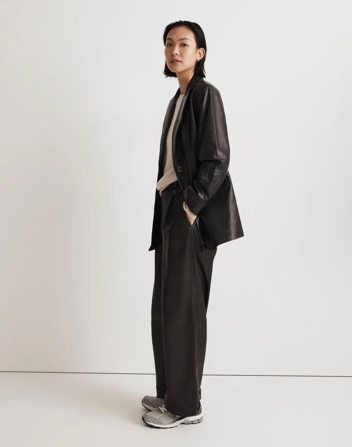 Women Jackets Madewell The Bedford Oversized Blazer In Leather
