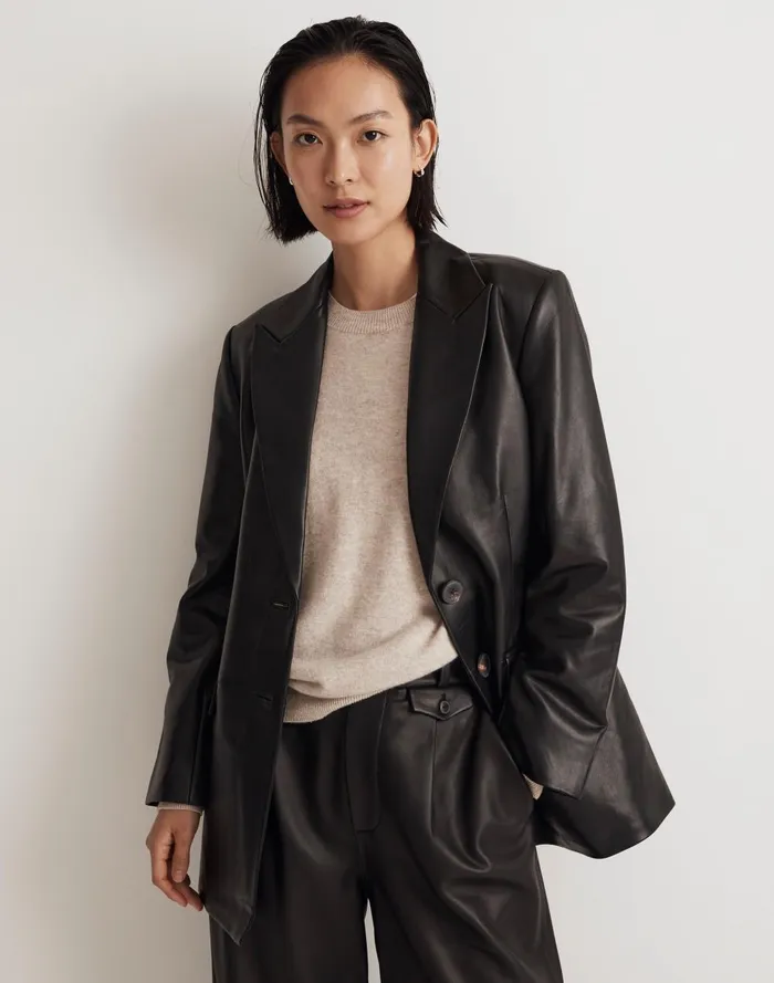 Women Jackets Madewell The Bedford Oversized Blazer In Leather