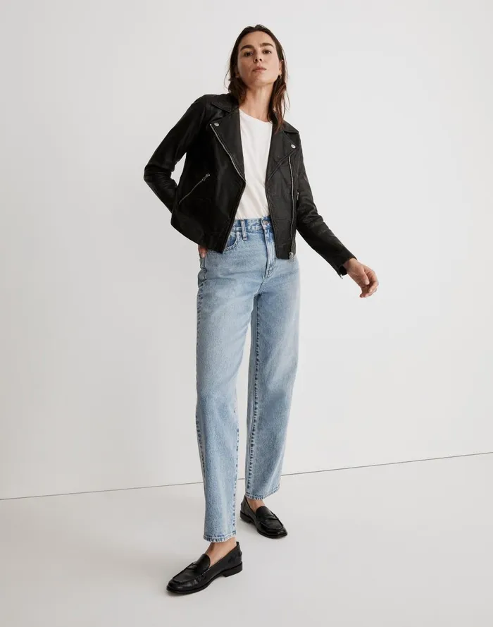 Women Jackets Madewell The Washed Leather Motorcycle Jacket