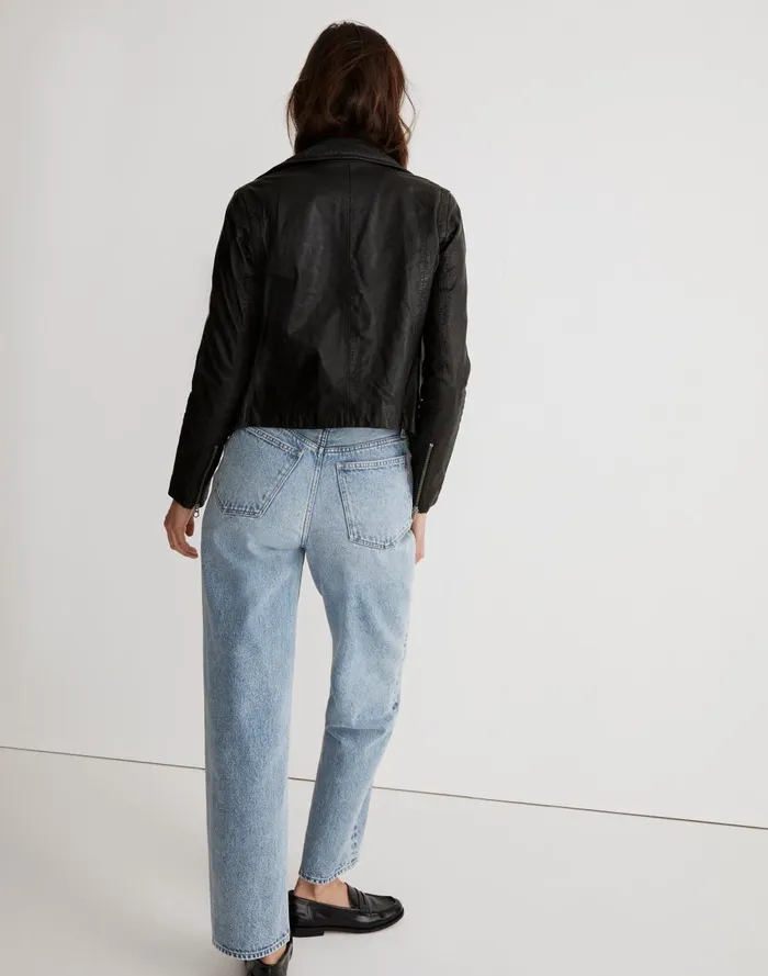 Women Jackets Madewell The Washed Leather Motorcycle Jacket