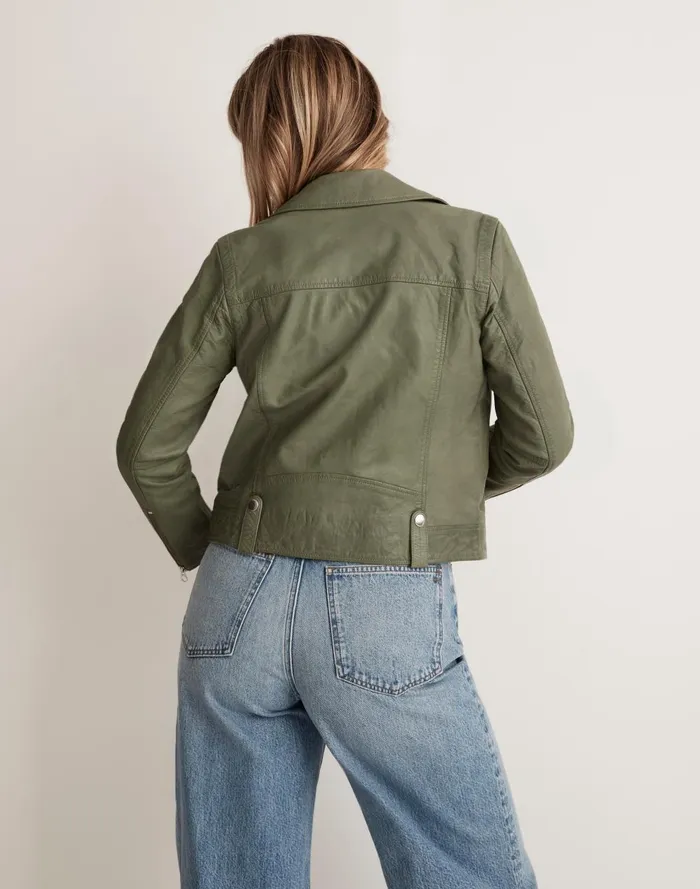 Women Jackets Madewell Washed Leather Motorcycle Jacket