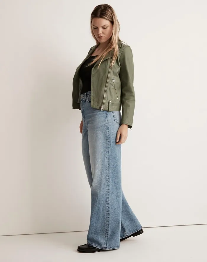 Women Jackets Madewell Washed Leather Motorcycle Jacket