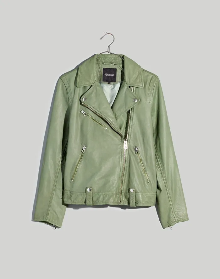 Women Jackets Madewell Washed Leather Motorcycle Jacket