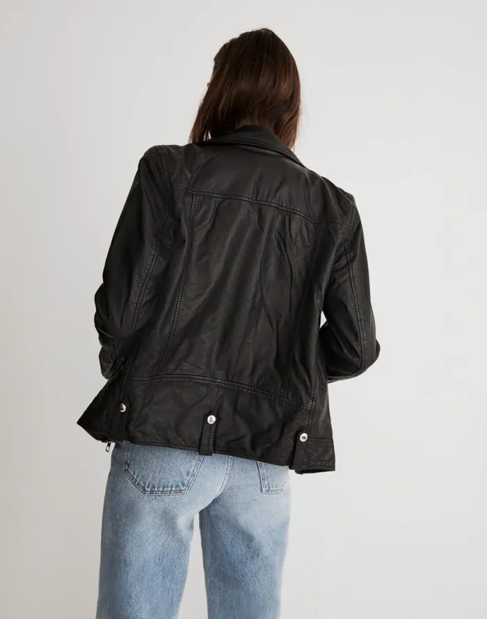 Women Jackets Madewell Washed Leather Oversized Motorcycle Jacket