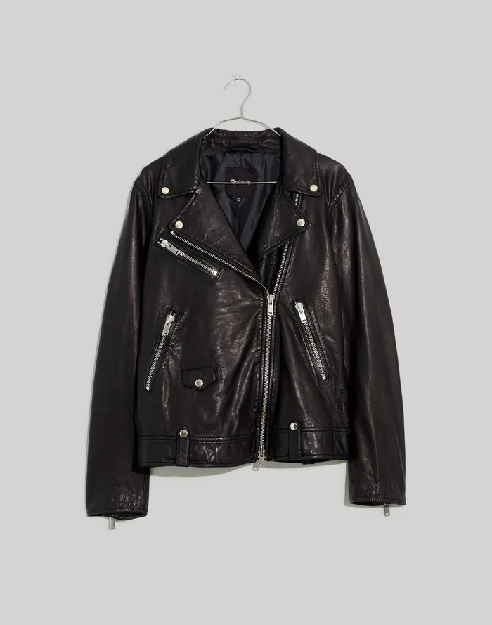 Women Jackets Madewell Washed Leather Oversized Motorcycle Jacket