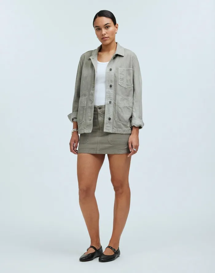 Women Jackets Madewell X MN Dye Studio Denim Chore Coat