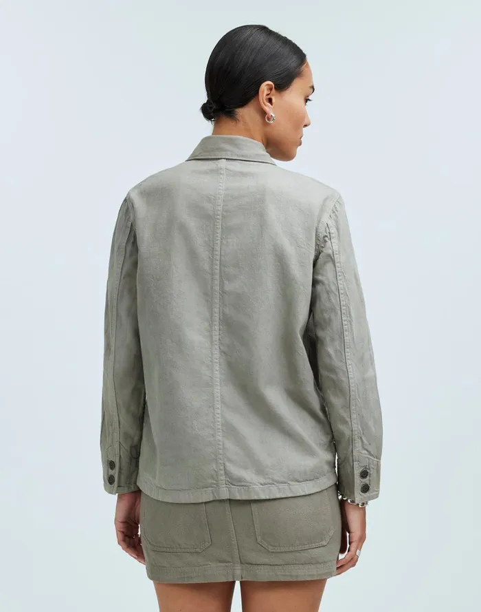 Women Jackets Madewell X MN Dye Studio Denim Chore Coat