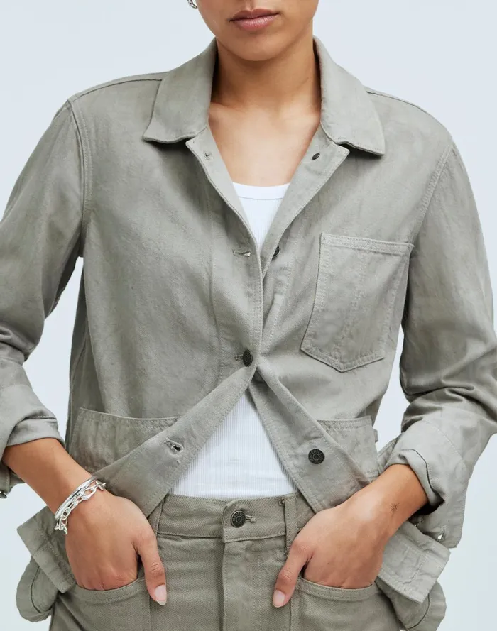 Women Jackets Madewell X MN Dye Studio Denim Chore Coat