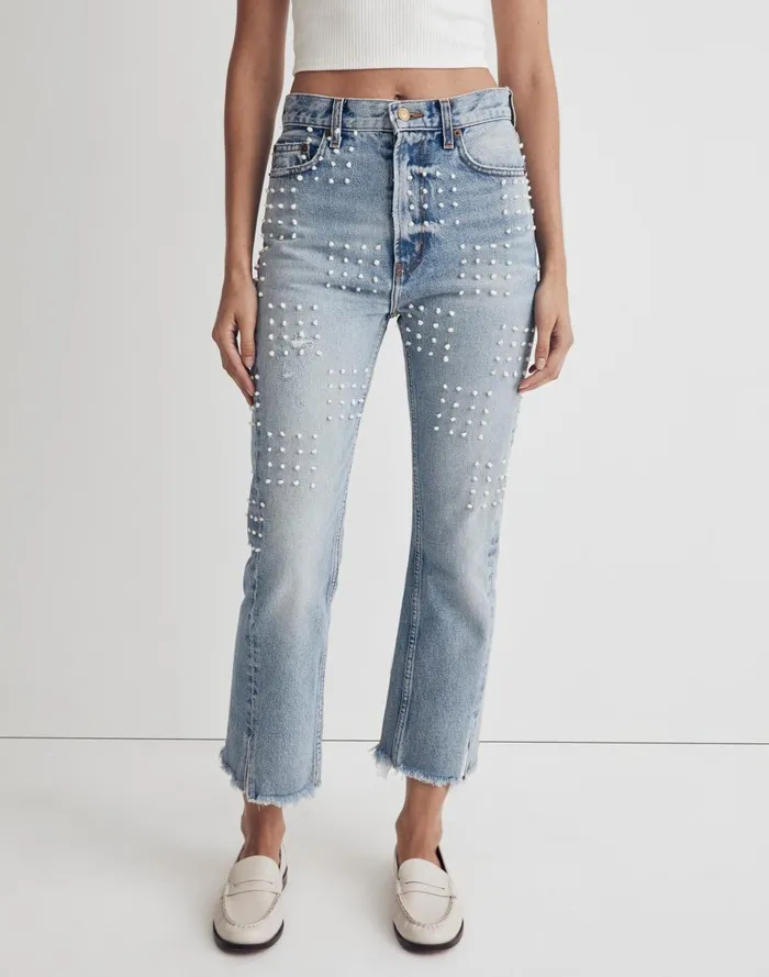 Women Jeans Madewell B Sides Embroidered Stowe Jeans
