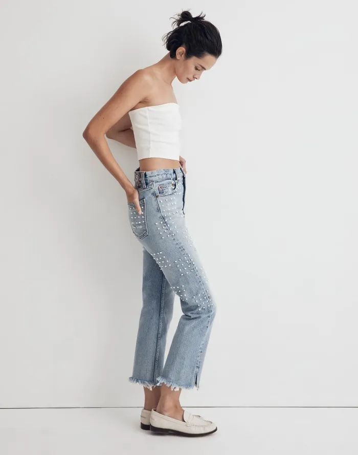 Women Jeans Madewell B Sides Embroidered Stowe Jeans