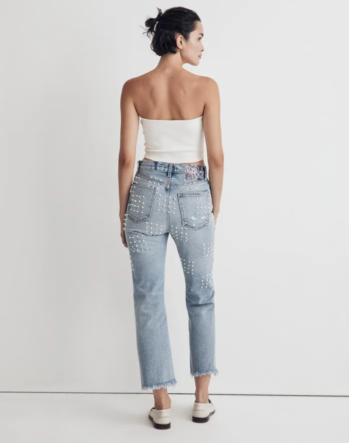 Women Jeans Madewell B Sides Embroidered Stowe Jeans