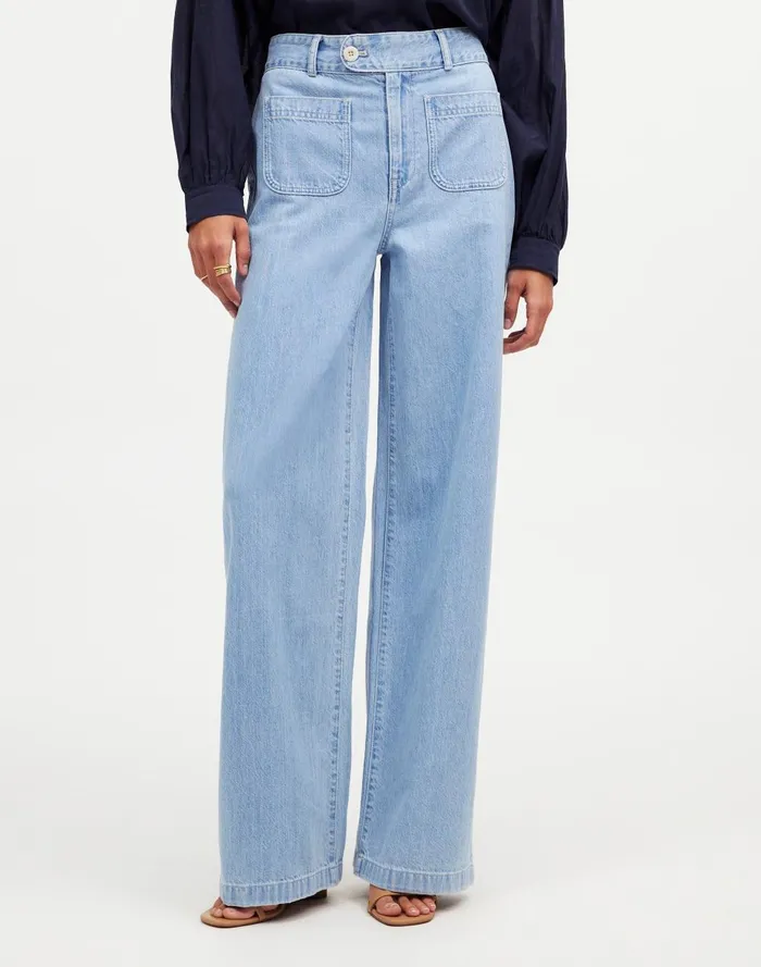 Women Jeans Madewell Baggy Straight Jeans In Bellridge Wash Patch Pocket Edition