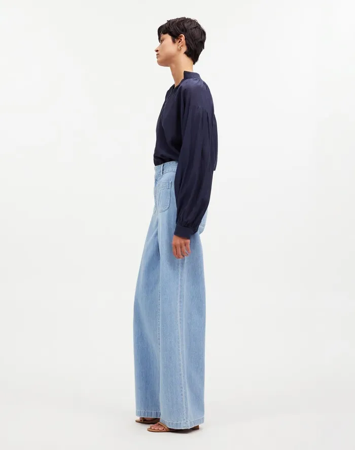 Women Jeans Madewell Baggy Straight Jeans In Bellridge Wash Patch Pocket Edition