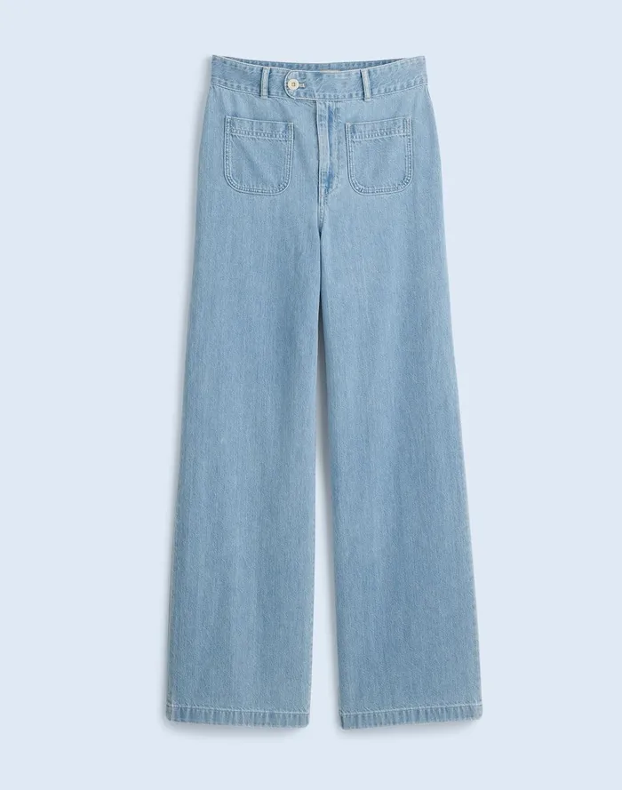 Women Jeans Madewell Baggy Straight Jeans In Bellridge Wash Patch Pocket Edition