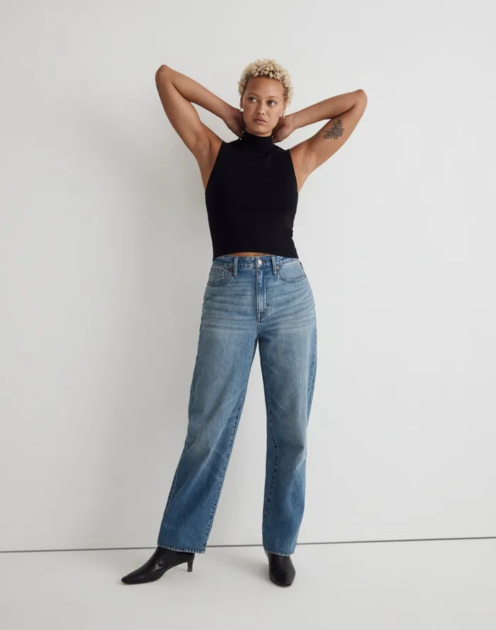 Women Jeans Madewell Curvy Baggy Straight Jeans In Letica Wash