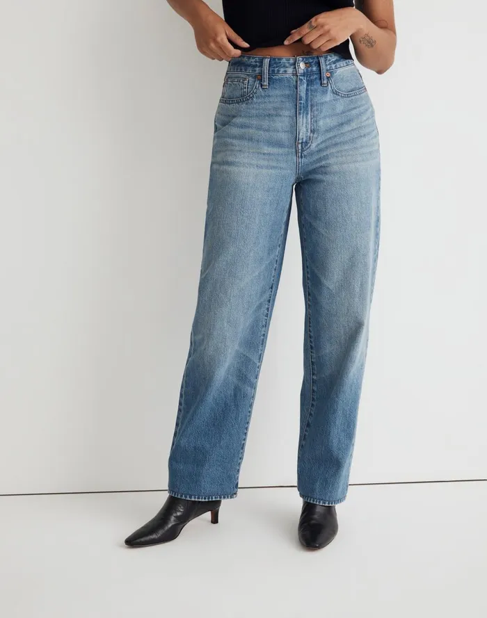 Women Jeans Madewell Curvy Baggy Straight Jeans In Letica Wash