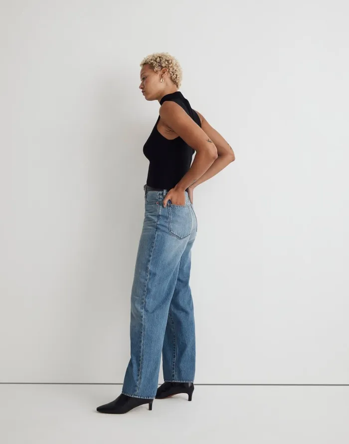 Women Jeans Madewell Curvy Baggy Straight Jeans In Letica Wash