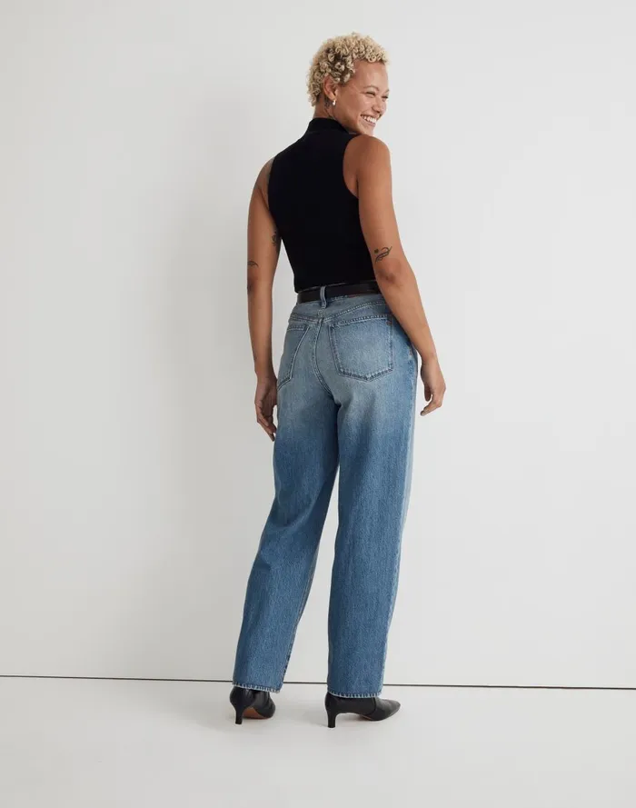 Women Jeans Madewell Curvy Baggy Straight Jeans In Letica Wash