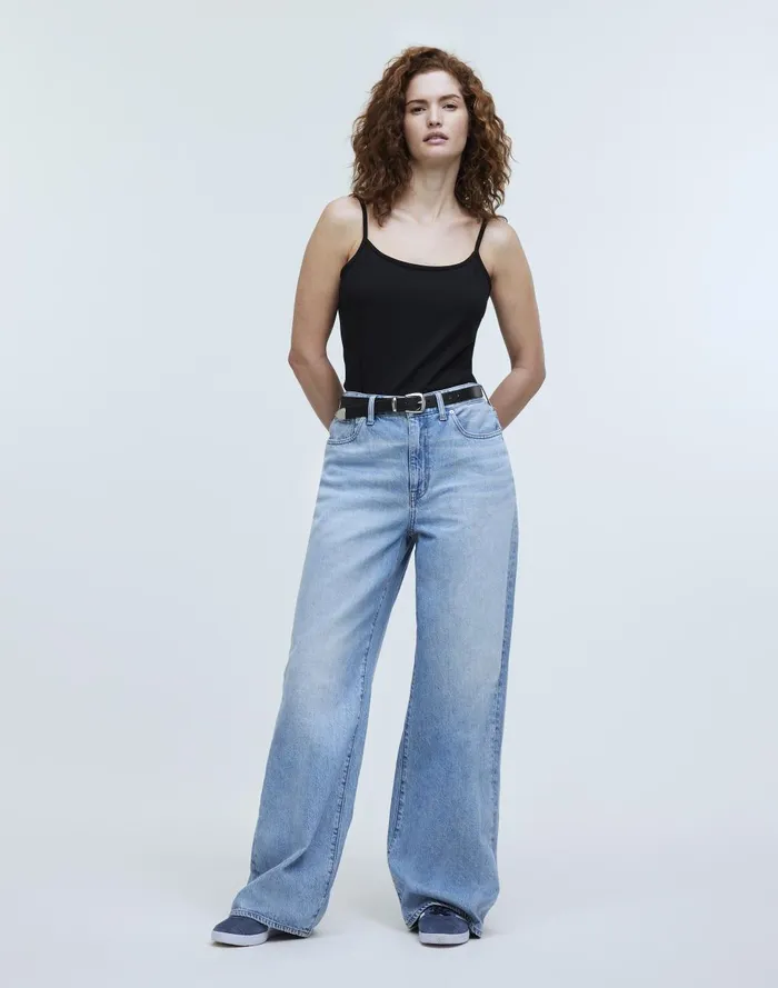 Women Jeans Madewell Curvy SuperwideLeg Jeans In Ahern Wash Airy Denim Edition