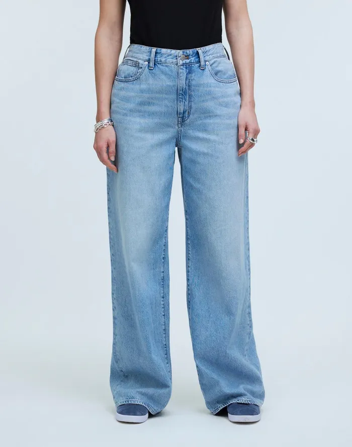 Women Jeans Madewell Curvy SuperwideLeg Jeans In Ahern Wash Airy Denim Edition