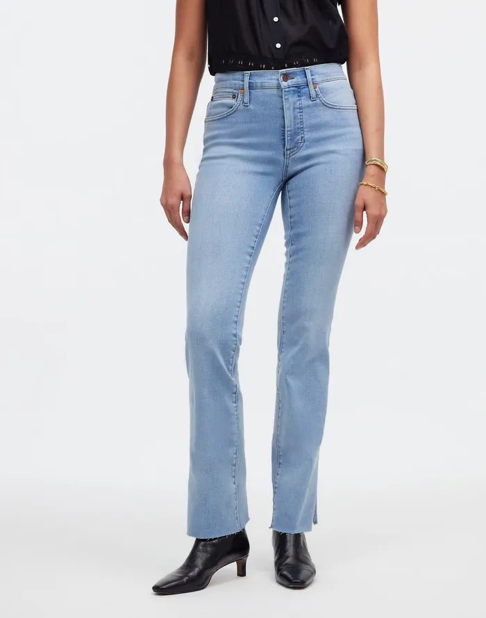 Women Jeans Madewell Kick Out FullLength Jeans In Condale Wash Raw Hem Edition