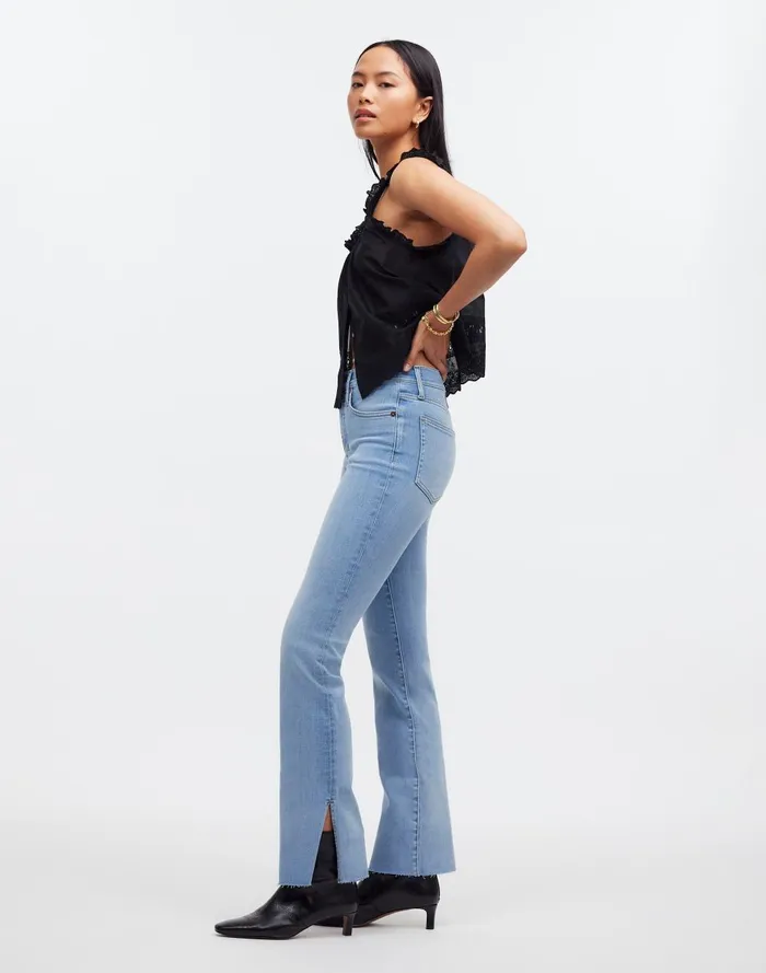 Women Jeans Madewell Kick Out FullLength Jeans In Condale Wash Raw Hem Edition