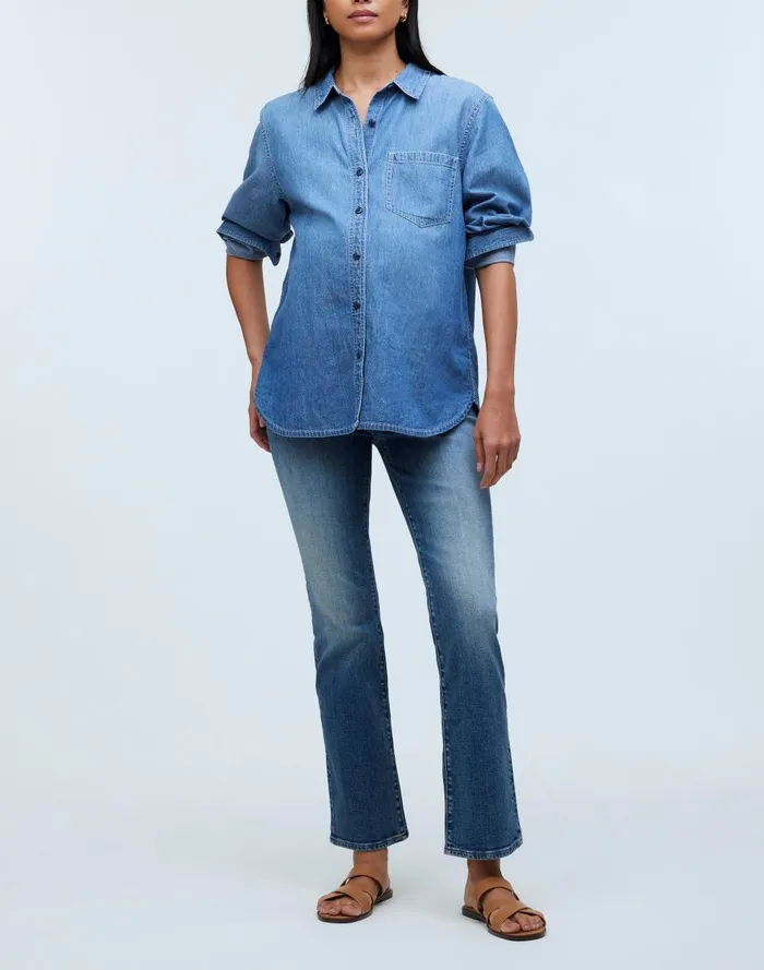 Women Jeans Madewell Maternity OvertheBelly Kick Out Crop Jeans In Oneida Wash