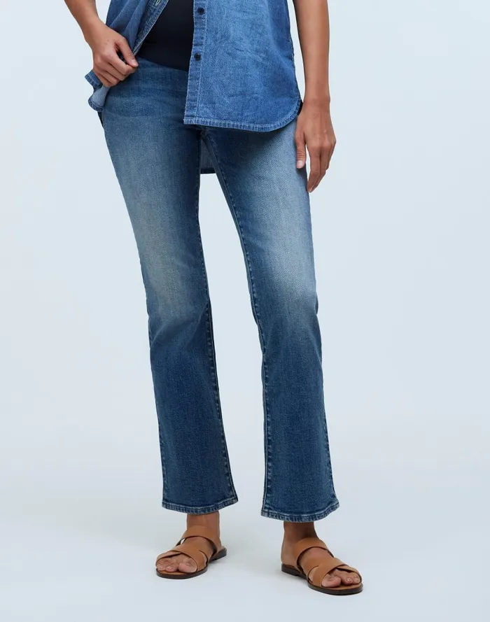 Women Jeans Madewell Maternity OvertheBelly Kick Out Crop Jeans In Oneida Wash