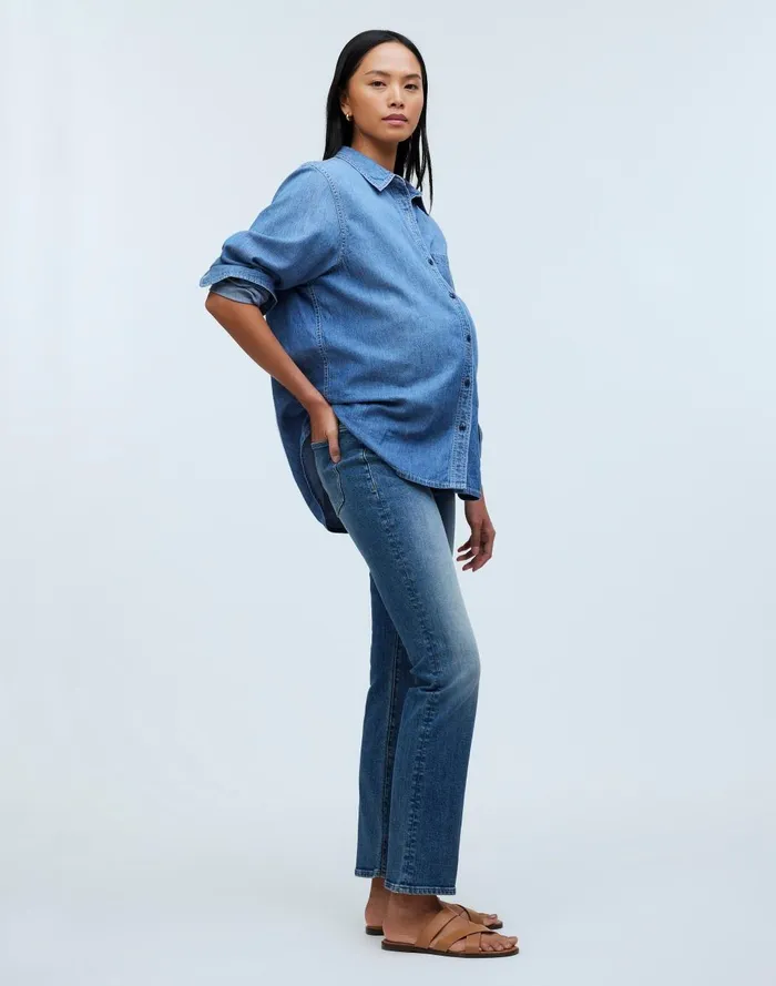 Women Jeans Madewell Maternity OvertheBelly Kick Out Crop Jeans In Oneida Wash