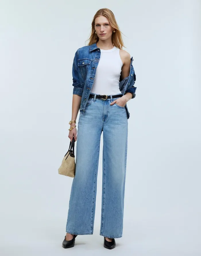 Women Jeans Madewell SuperwideLeg Jeans In Ahern Wash Airy Denim Edition