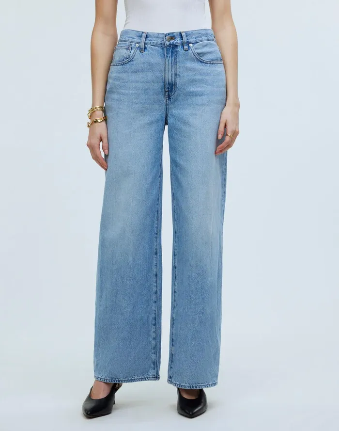 Women Jeans Madewell SuperwideLeg Jeans In Ahern Wash Airy Denim Edition