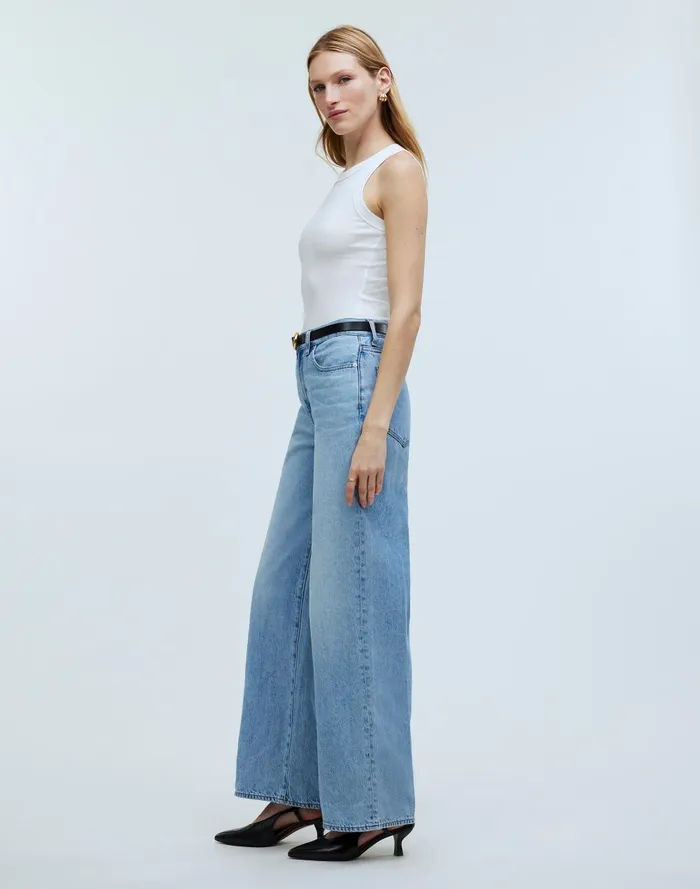 Women Jeans Madewell SuperwideLeg Jeans In Ahern Wash Airy Denim Edition
