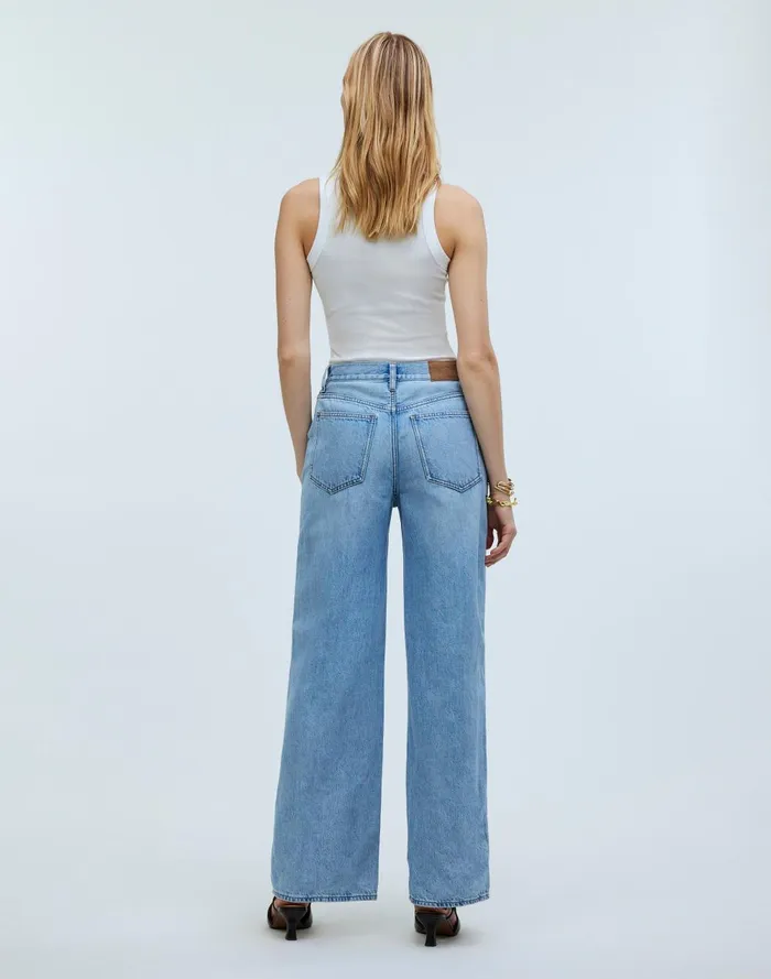 Women Jeans Madewell SuperwideLeg Jeans In Ahern Wash Airy Denim Edition
