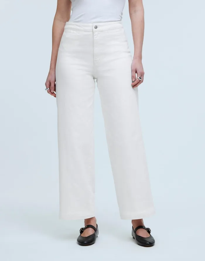 Women Jeans Madewell The Curvy Emmett WideLeg Jean In Tile White Welt Pocket Edition