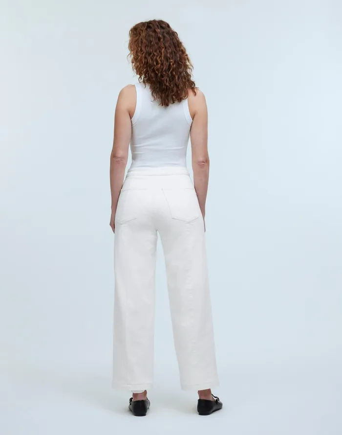 Women Jeans Madewell The Curvy Emmett WideLeg Jean In Tile White Welt Pocket Edition