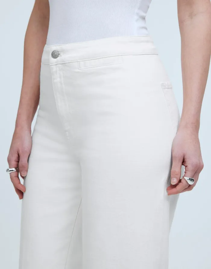 Women Jeans Madewell The Curvy Emmett WideLeg Jean In Tile White Welt Pocket Edition