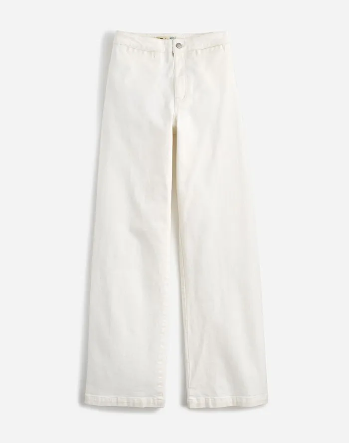 Women Jeans Madewell The Curvy Emmett WideLeg Jean In Tile White Welt Pocket Edition