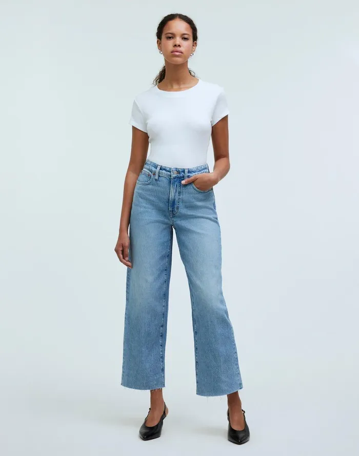 Women Jeans Madewell The Curvy Perfect Vintage WideLeg Crop Jean In Altoona Wash RawHem Edition Women Jeans Madewell The Curvy Perfect Vintage WideLeg Crop Jean In Altoona Wash RawHem Edition