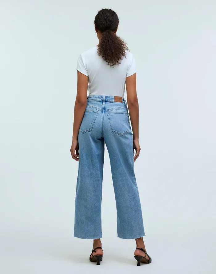 Women Jeans Madewell The Curvy Perfect Vintage WideLeg Crop Jean In Altoona Wash RawHem Edition