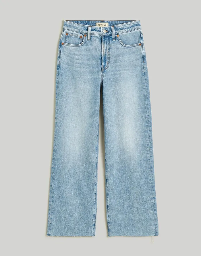 Women Jeans Madewell The Curvy Perfect Vintage WideLeg Crop Jean In Altoona Wash RawHem Edition