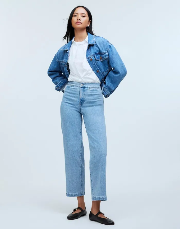 Women Jeans Madewell The Emmett WideLeg Crop Jean Welt Pocket Edition