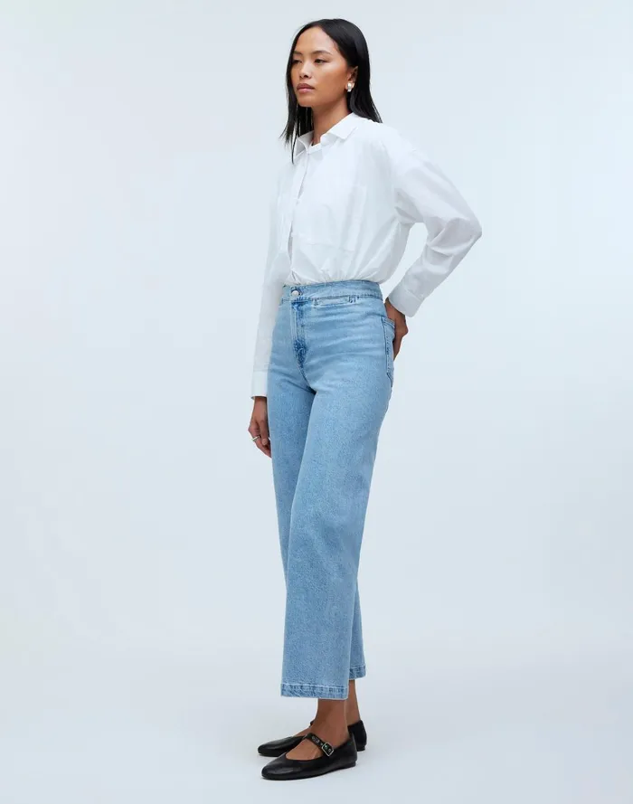 Women Jeans Madewell The Emmett WideLeg Crop Jean Welt Pocket Edition