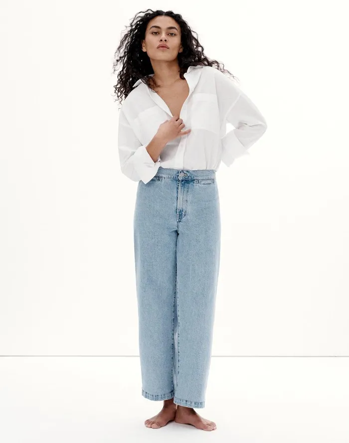 Women Jeans Madewell The Emmett WideLeg Crop Jean Welt Pocket Edition