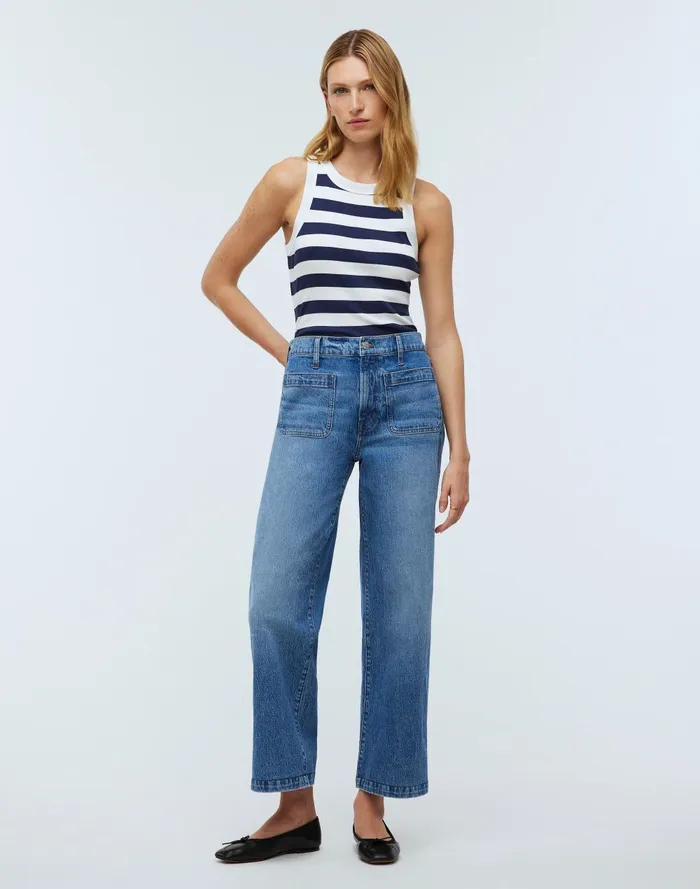 Women Jeans Madewell The Emmett WideLeg Full Length Jean Patch Pocket Edition Women Jeans Madewell The Emmett WideLeg Full Length Jean Patch Pocket Edition