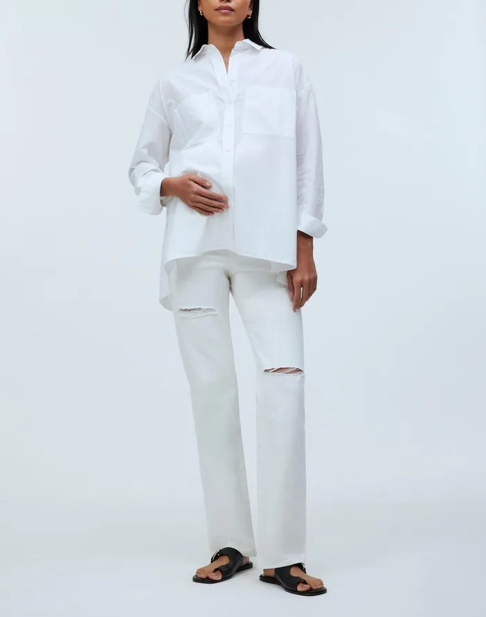 Women Jeans Madewell The Maternity OvertheBelly 03990s Straight Jean In Tile White