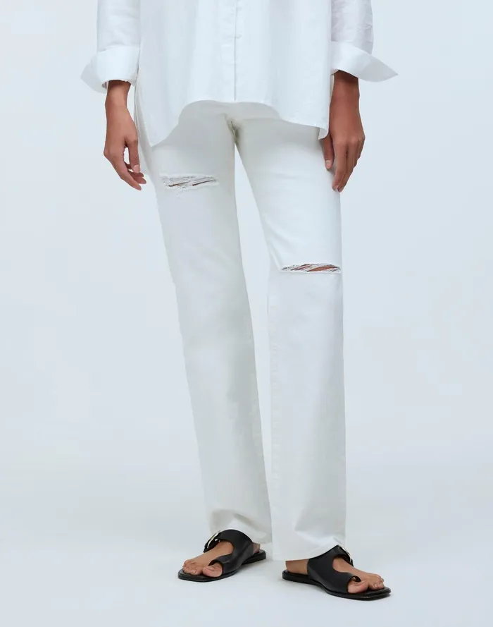 Women Jeans Madewell The Maternity OvertheBelly 03990s Straight Jean In Tile White